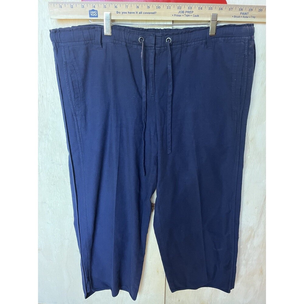 Eileen Fisher Elastic Waist Pants CApris Blue Cropped Size Large Cotton Stretch